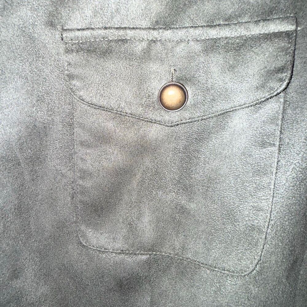 Vintage Evan-Picone Olive Faux Suede Utility Safari Jacket Zip Front‎ Size 8 - Picture 4 of 13